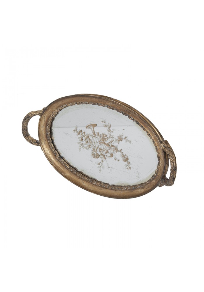 Padėklas su veidrodžiu ovalus aukso spl, 36×3,5×20 cm