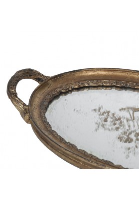 Padėklas su veidrodžiu ovalus aukso spl, 36×3,5×20 cm