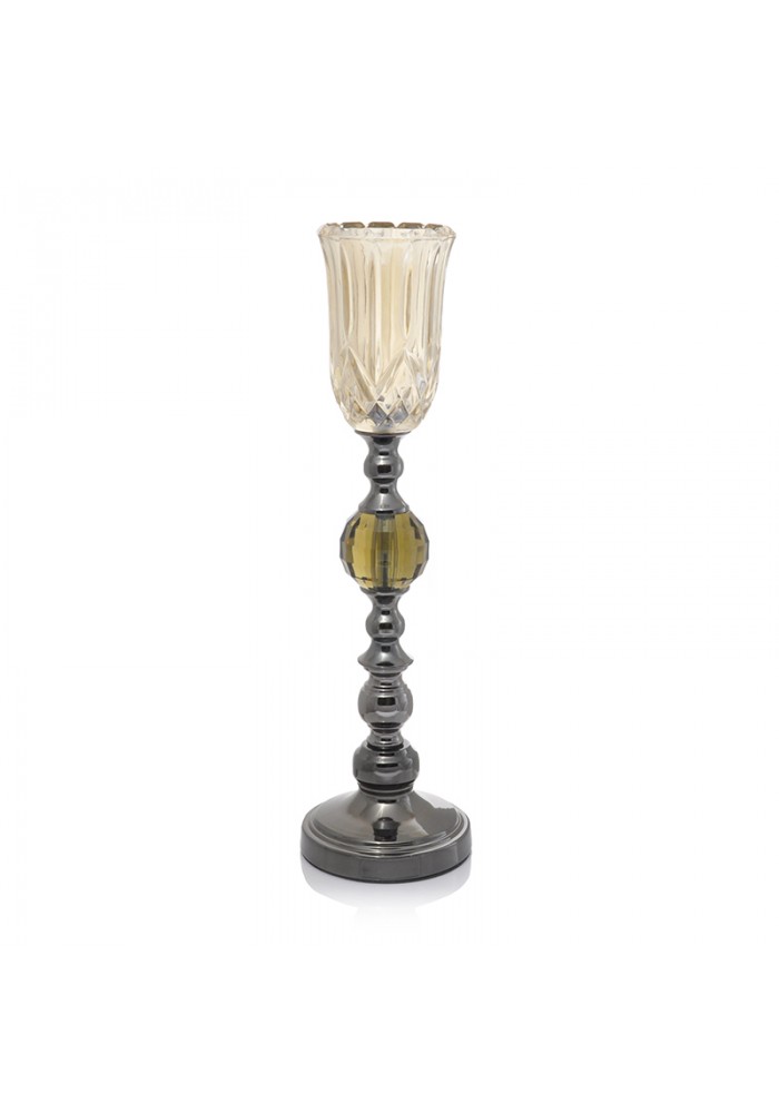 Žvakidė stiklinė ant metalinės kojos h 56 cm