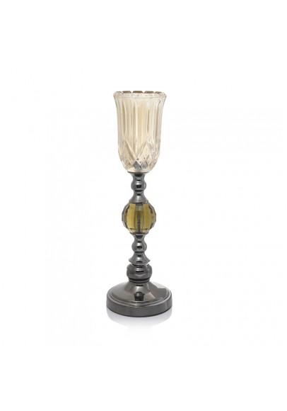Žvakidė stiklinė ant metalinės kojos h 45 cm